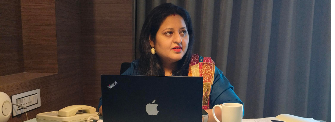 Aarti Gulati Khurana at work in executive office